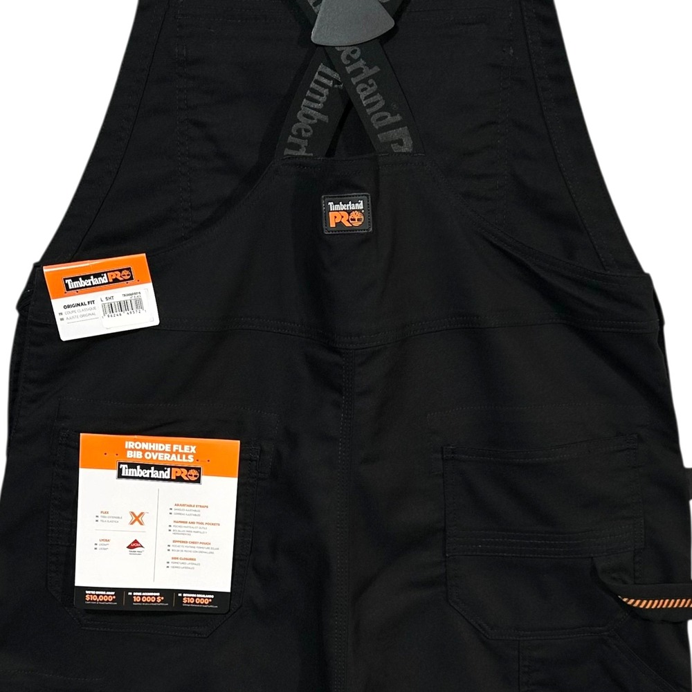 Timberland PRO Men's Ironhide Flex Bib Overalls Size XL (45X30")‎ Black Workwear - Picture 7 of 12